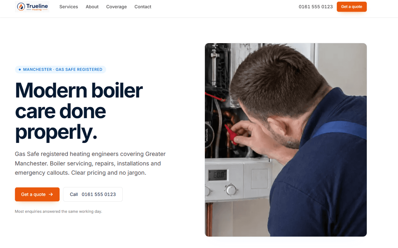 Trueline home page preview